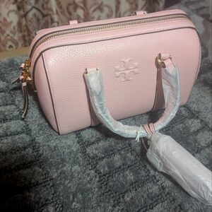 New Tory Burch Thea small satchel double strap crossbody pink